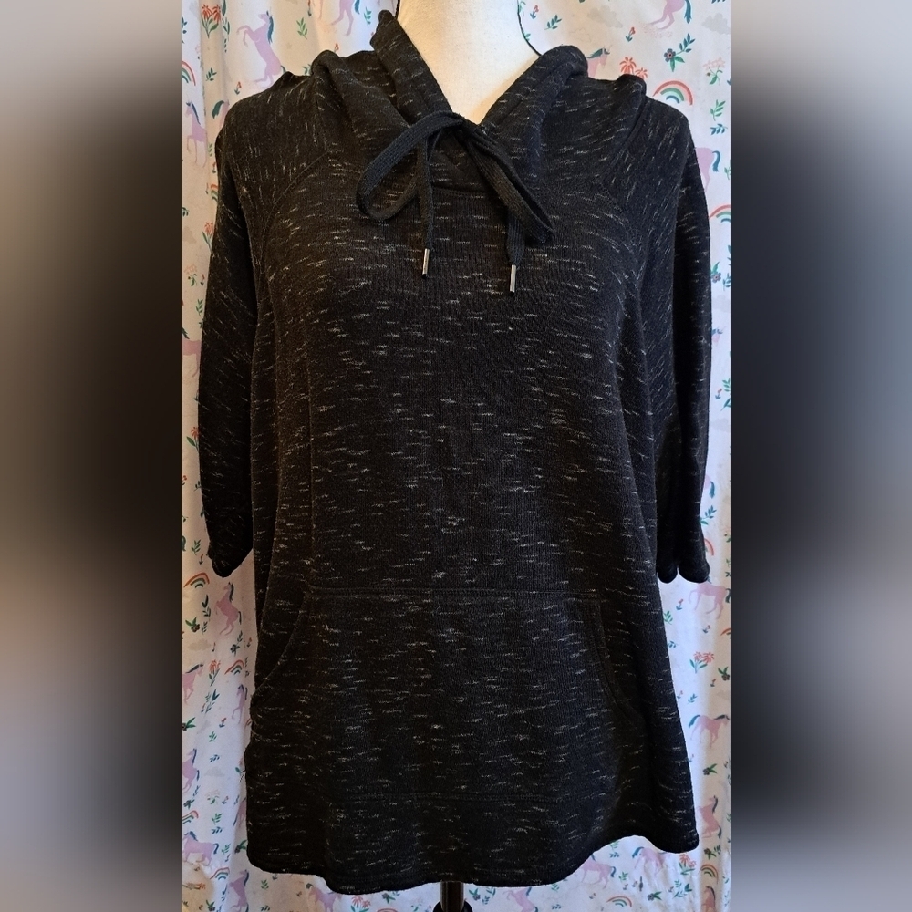 EUC Sunday Black & Grey Pull Over Causal Warm Winter Hoodie Sweater Top SZ 20